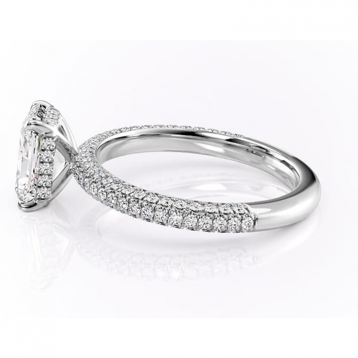 Inel de logodnă Rosewyn din aur Alb 18kt cu moissanite tăietură radiantă – Montură pavé rafinată pentru profil înalt | Personalizează și configurează gratuit online [6]