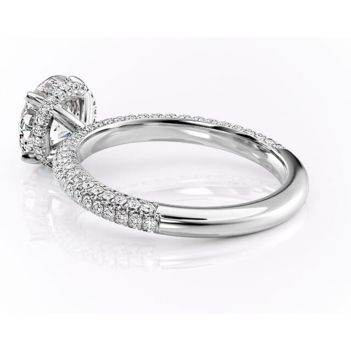 Inel de logodnă Rosewyn din aur Alb 14kt cu moissanite tăietură rotundă – Montură pavé rafinată pentru profil înalt | Personalizează și configurează gratuit online [5]