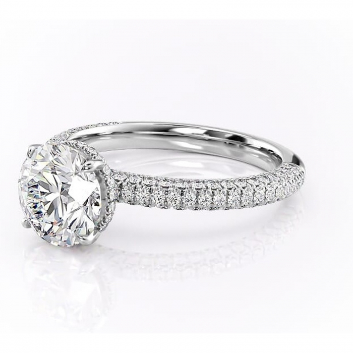 Inel de logodnă Rosewyn din aur Alb 14kt cu moissanite tăietură rotundă – Montură pavé rafinată pentru profil înalt | Personalizează și configurează gratuit online [7]