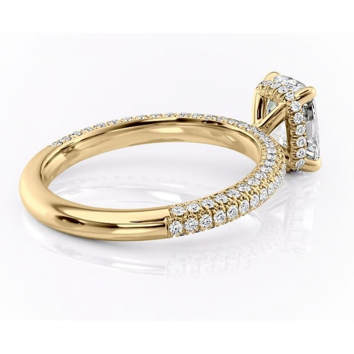 Inel de logodnă Rosewyn din aur Galben 14kt cu moissanite tăietură pernă – Montură pavé rafinată pentru profil înalt | Personalizează și configurează gratuit online [3]