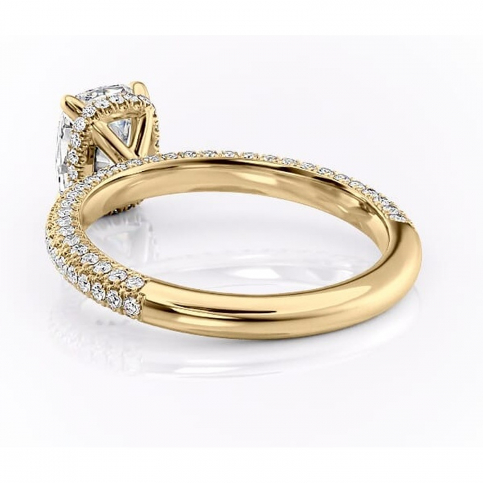 Inel de logodnă Rosewyn din aur Galben 14kt cu moissanite tăietură pernă – Montură pavé rafinată pentru profil înalt | Personalizează și configurează gratuit online [4]