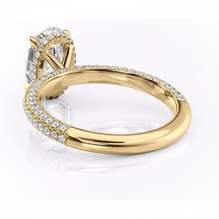 Inel de logodnă Rosewyn din aur Galben 14kt cu moissanite tăietură ovală – Montură pavé rafinată pentru profil înalt | Personalizează și configurează gratuit online [4]
