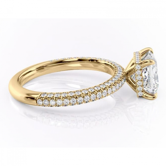 Inel de logodnă Rosewyn din aur Galben 14kt cu moissanite tăietură princess – Montură pavé rafinată pentru profil înalt | Personalizează și configurează gratuit online [2]