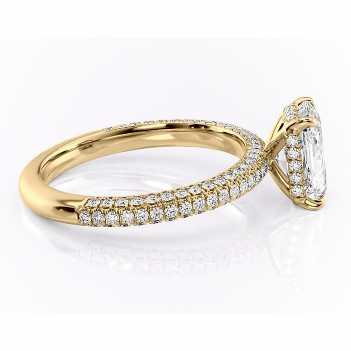 Inel de logodnă Rosewyn din aur Galben 14kt cu moissanite tăietură radiantă – Montură pavé rafinată pentru profil înalt | Personalizează și configurează gratuit online [2]