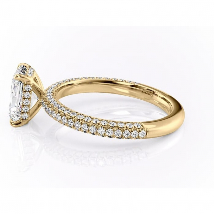 Inel de logodnă Rosewyn din aur Galben 14kt cu moissanite tăietură radiantă – Montură pavé rafinată pentru profil înalt | Personalizează și configurează gratuit online [6]