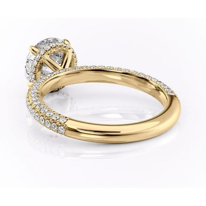 Inel de logodnă Rosewyn din aur Galben 14kt cu moissanite tăietură rotundă – Montură pavé rafinată pentru profil înalt | Personalizează și configurează gratuit online [4]