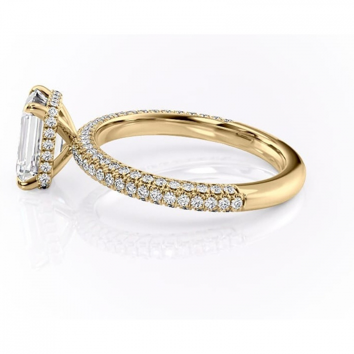 Inel de logodnă Rosewyn din aur Galben 18kt cu moissanite tăietură smarald – Montură pavé rafinată pentru profil înalt | Personalizează și configurează gratuit online [6]