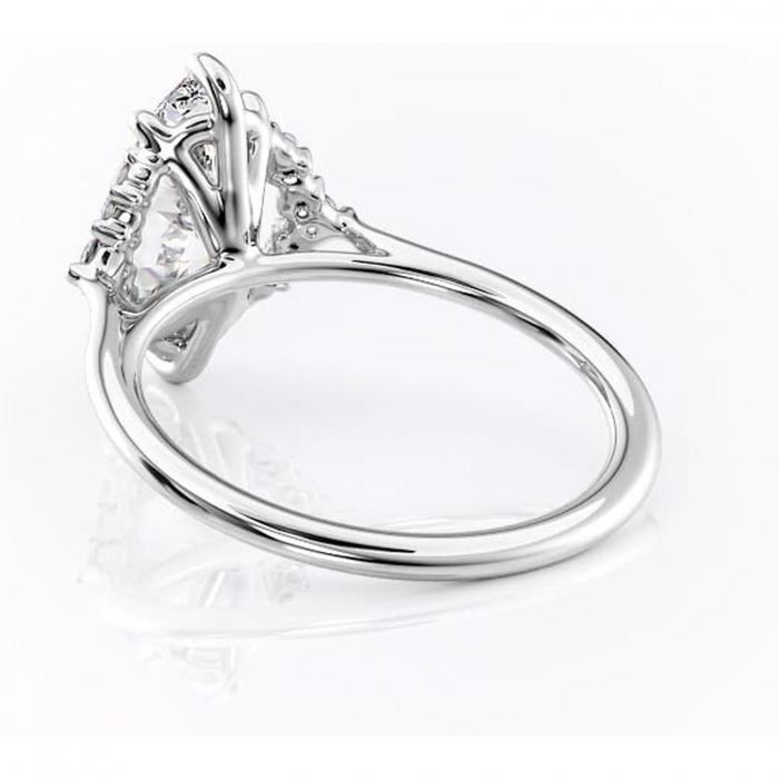 Inel de logodnă Rowena din aur Alb 14kt cu moissanite tăietură marquise – Montură cu trei pietre rafinată pentru profil înalt | Personalizează și configurează gratuit online [4]