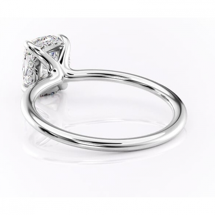 Inel de logodnă Ruby din aur Alb 14kt cu moissanite tăietură pernă – Solitar rafinată pentru profil înalt | Personalizează și configurează gratuit online [4]