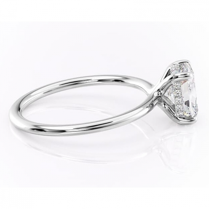 Inel de logodnă Ruby din aur Alb 14kt cu moissanite tăietură pernă – Solitar rafinată pentru profil înalt | Personalizează și configurează gratuit online [2]