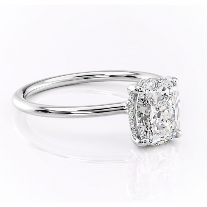 Inel de logodnă Ruby din aur Alb 14kt cu moissanite tăietură pernă – Solitar rafinată pentru profil înalt | Personalizează și configurează gratuit online [1]