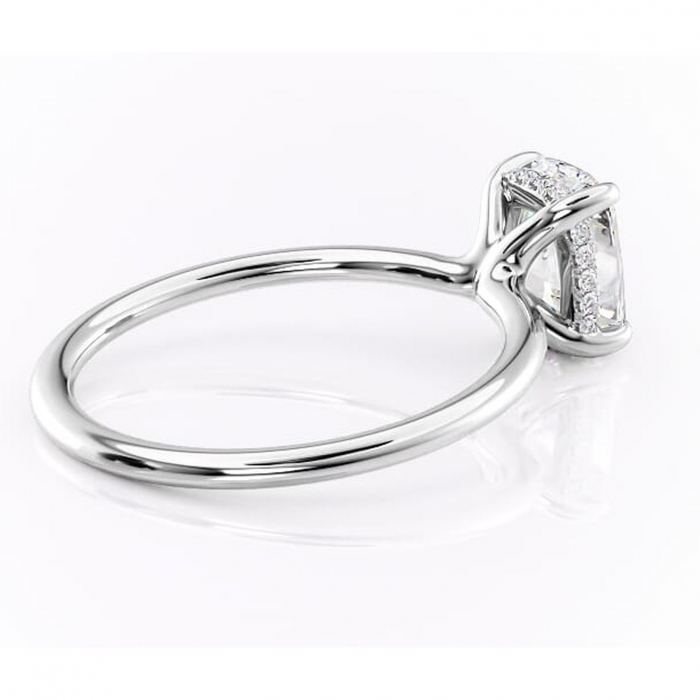 Inel de logodnă Ruby din aur Alb 14kt cu moissanite tăietură pernă – Solitar rafinată pentru profil înalt | Personalizează și configurează gratuit online [3]