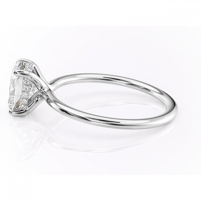 Inel de logodnă Ruby din aur Alb 14kt cu moissanite tăietură pernă – Solitar rafinată pentru profil înalt | Personalizează și configurează gratuit online [6]