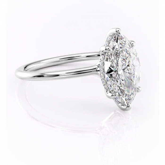 Inel de logodnă Ruby din aur Alb 14kt cu moissanite tăietură marquise – Solitar rafinată pentru profil înalt | Personalizează și configurează gratuit online [1]