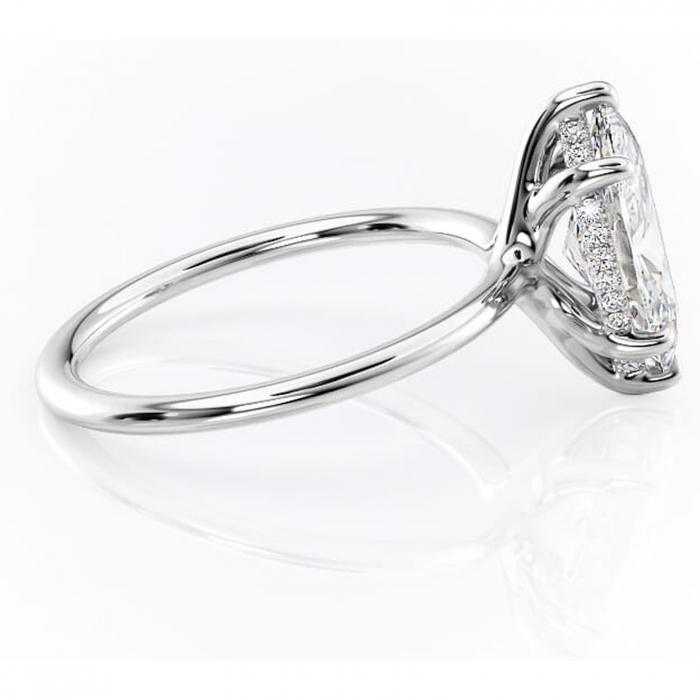 Inel de logodnă Ruby din aur Alb 14kt cu moissanite tăietură marquise – Solitar rafinată pentru profil înalt | Personalizează și configurează gratuit online [2]