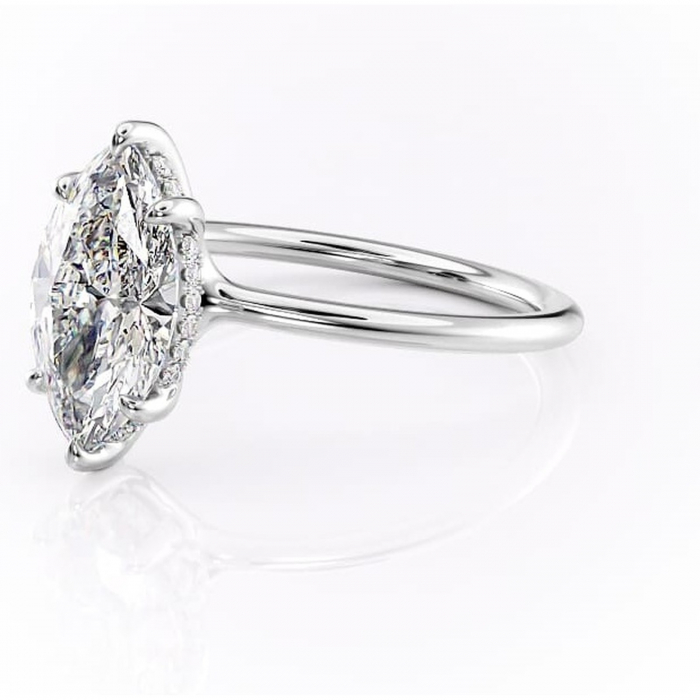 Inel de logodnă Ruby din aur Alb 14kt cu moissanite tăietură marquise – Solitar rafinată pentru profil înalt | Personalizează și configurează gratuit online [7]