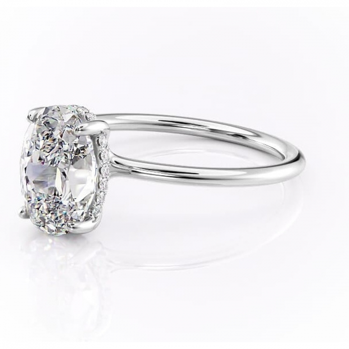 Inel de logodnă Ruby din aur Alb 14kt cu moissanite tăietură ovală – Solitar rafinată pentru profil înalt | Personalizează și configurează gratuit online [7]