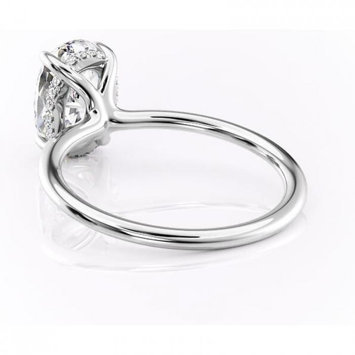 Inel de logodnă Ruby din aur Alb 14kt cu moissanite tăietură ovală – Solitar rafinată pentru profil înalt | Personalizează și configurează gratuit online [4]