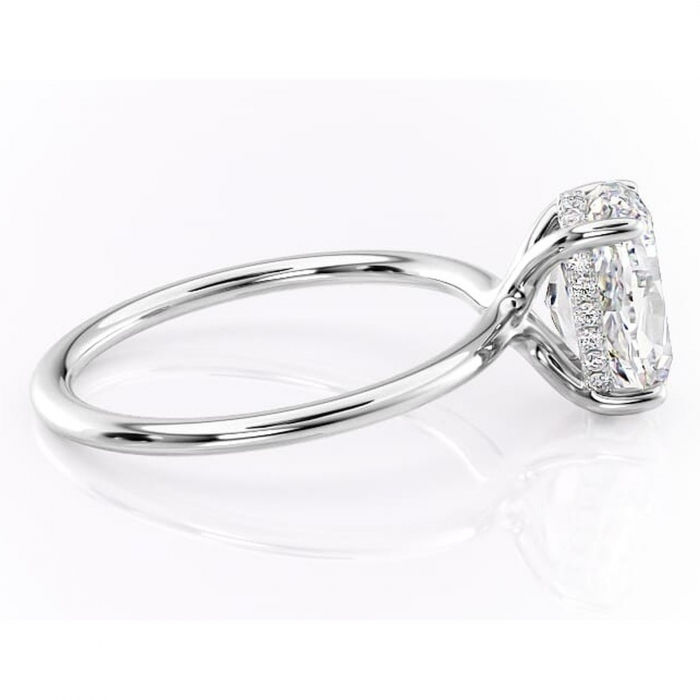 Inel de logodnă Ruby din aur Alb 14kt cu moissanite tăietură ovală – Solitar rafinată pentru profil înalt | Personalizează și configurează gratuit online [2]