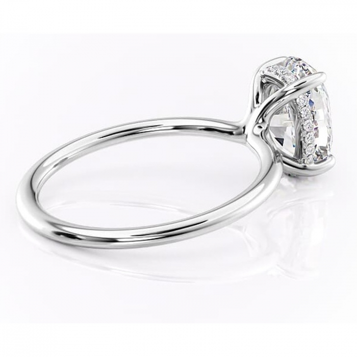 Inel de logodnă Ruby din aur Alb 14kt cu moissanite tăietură ovală – Solitar rafinată pentru profil înalt | Personalizează și configurează gratuit online [3]