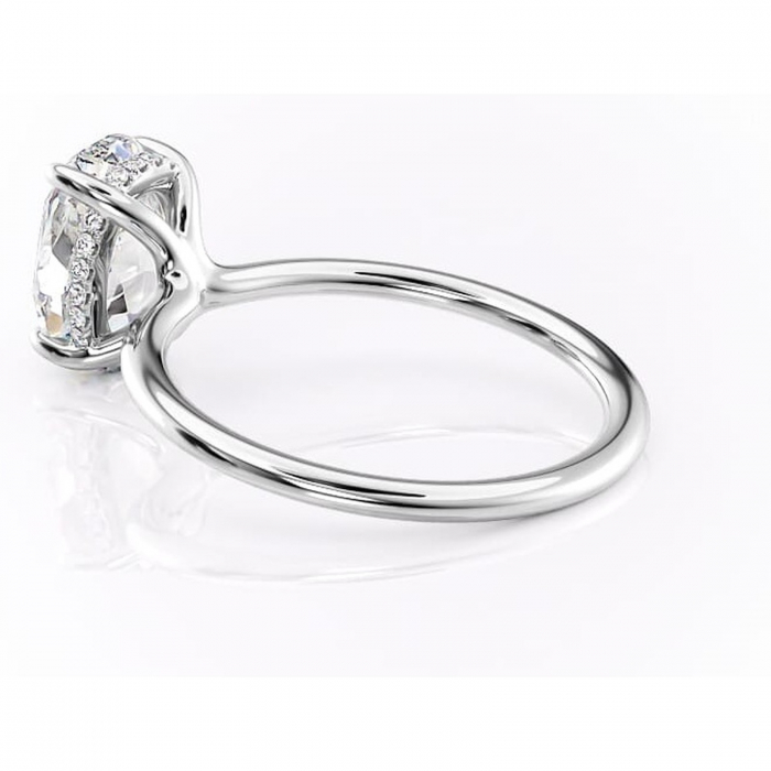 Inel de logodnă Ruby din aur Alb 14kt cu moissanite tăietură ovală – Solitar rafinată pentru profil înalt | Personalizează și configurează gratuit online [5]