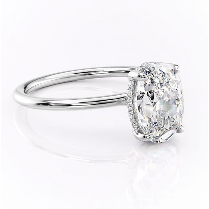 Inel de logodnă Ruby din aur Alb 14kt cu moissanite tăietură ovală – Solitar rafinată pentru profil înalt | Personalizează și configurează gratuit online [1]