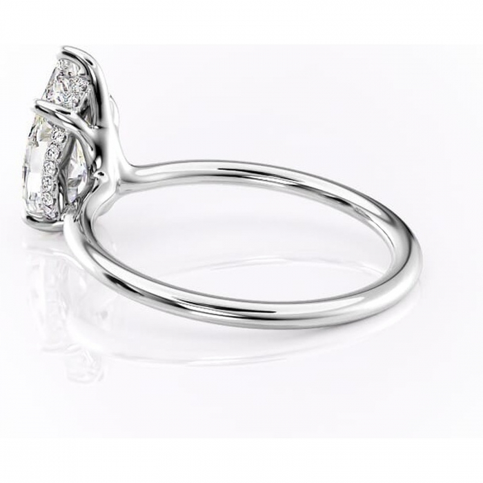 Inel de logodnă Ruby din aur Alb 18kt cu moissanite tăietură pară – Solitar rafinată pentru profil înalt | Personalizează și configurează gratuit online [5]