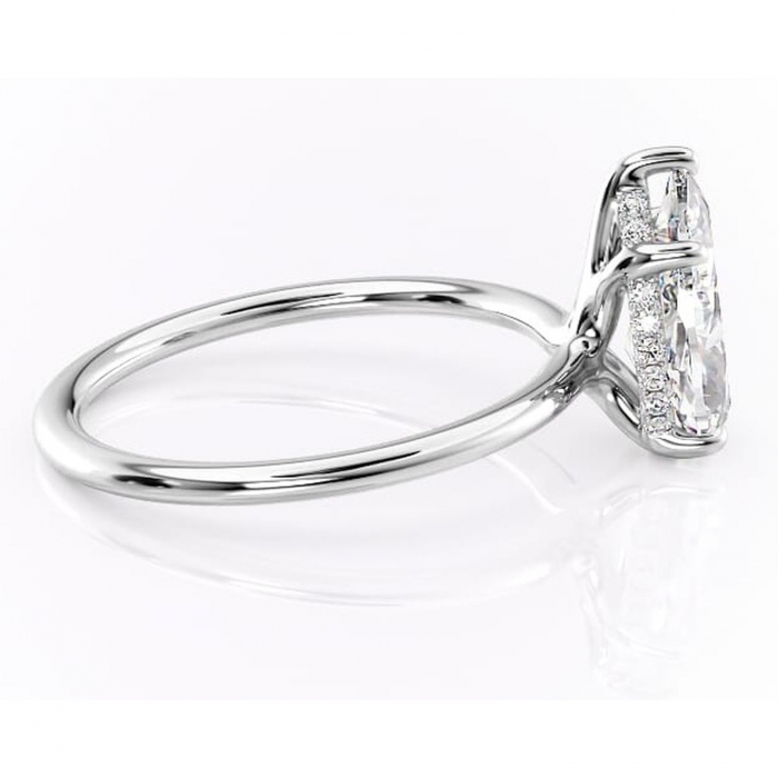 Inel de logodnă Ruby din aur Alb 18kt cu moissanite tăietură pară – Solitar rafinată pentru profil înalt | Personalizează și configurează gratuit online [2]