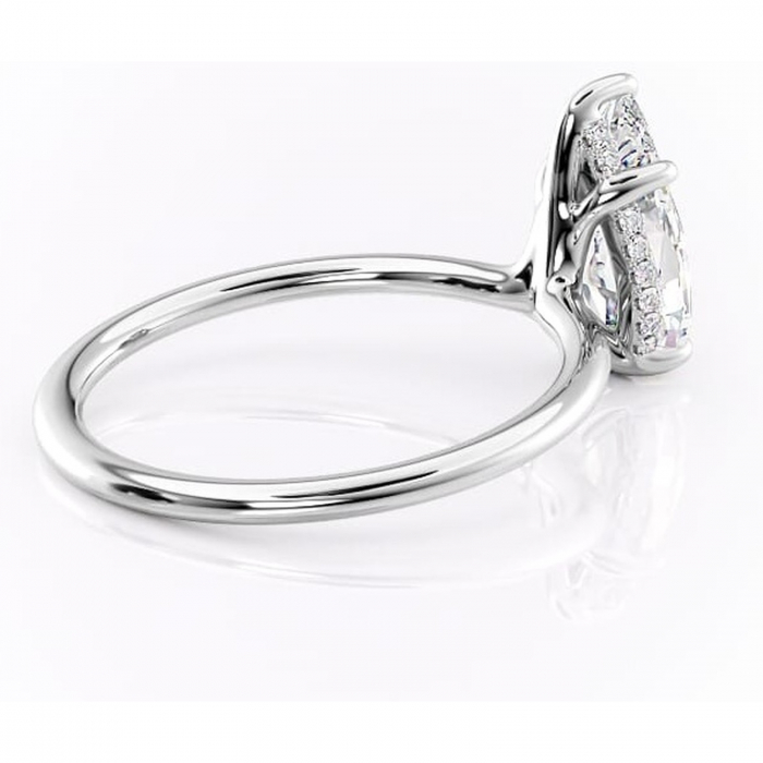 Inel de logodnă Ruby din aur Alb 18kt cu moissanite tăietură pară – Solitar rafinată pentru profil înalt | Personalizează și configurează gratuit online [3]