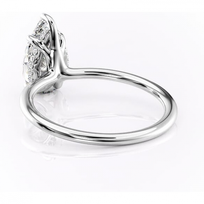 Inel de logodnă Ruby din aur Alb 18kt cu moissanite tăietură pară – Solitar rafinată pentru profil înalt | Personalizează și configurează gratuit online [4]