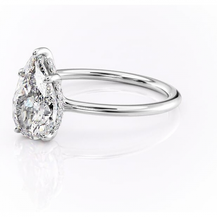 Inel de logodnă Ruby din aur Alb 18kt cu moissanite tăietură pară – Solitar rafinată pentru profil înalt | Personalizează și configurează gratuit online [7]