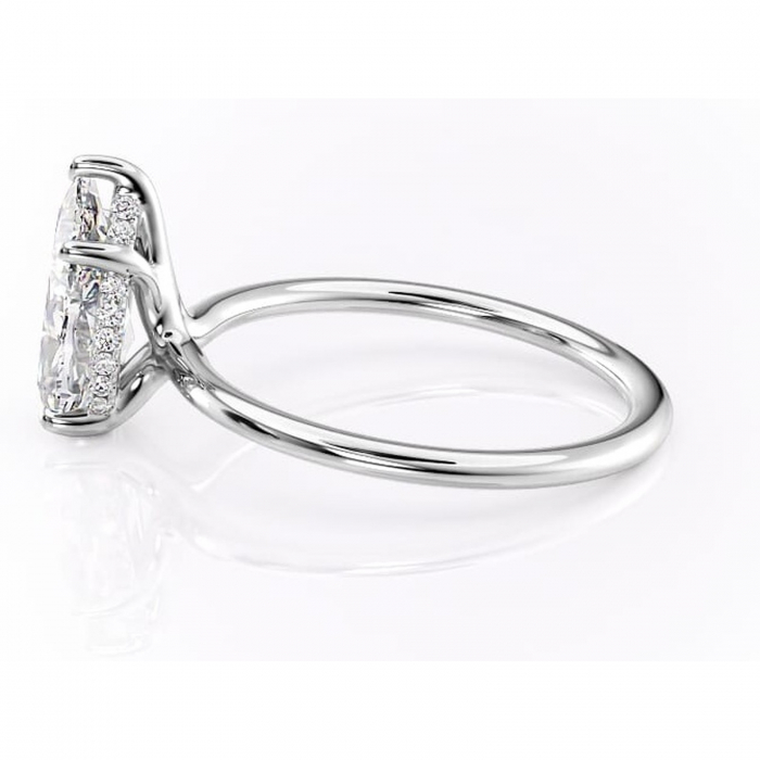 Inel de logodnă Ruby din aur Alb 18kt cu moissanite tăietură pară – Solitar rafinată pentru profil înalt | Personalizează și configurează gratuit online [6]