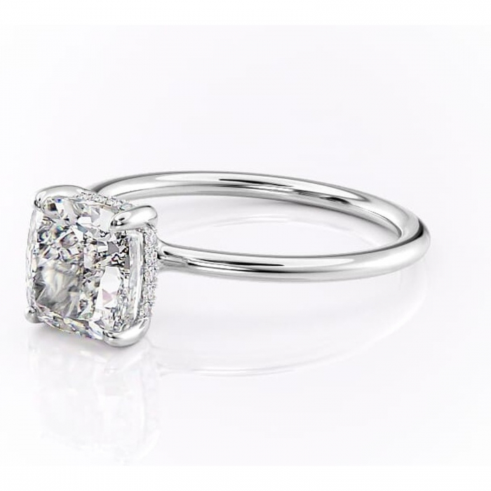 Inel de logodnă Ruby din aur Alb 14kt cu moissanite tăietură pernă – Solitar rafinată pentru profil înalt | Personalizează și configurează gratuit online [7]