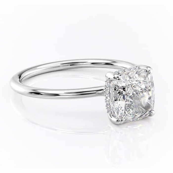 Inel de logodnă Ruby din aur Alb 14kt cu moissanite tăietură pernă – Solitar rafinată pentru profil înalt | Personalizează și configurează gratuit online [1]