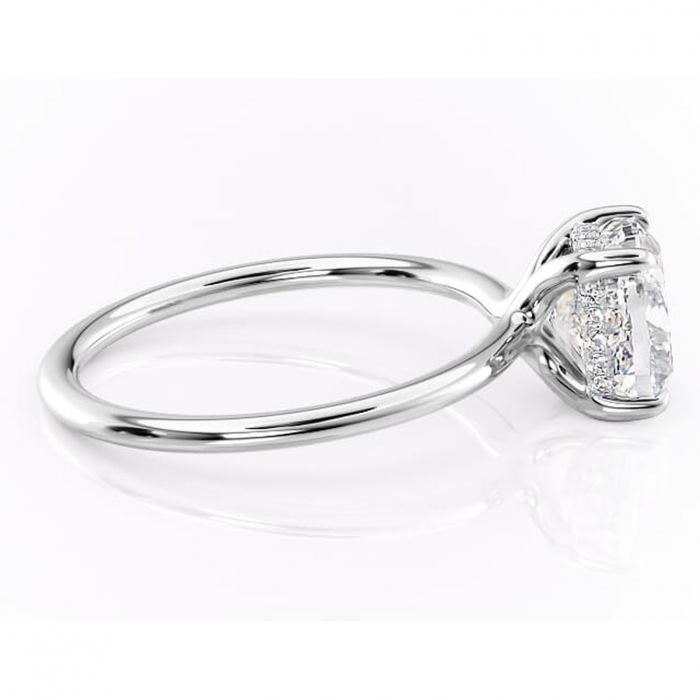 Inel de logodnă Ruby din aur Alb 14kt cu moissanite tăietură pernă – Solitar rafinată pentru profil înalt | Personalizează și configurează gratuit online [2]