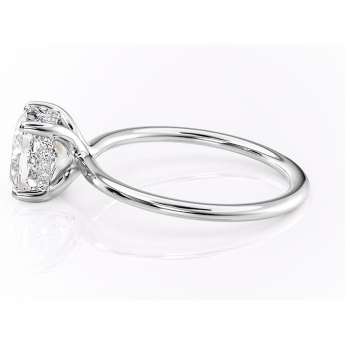 Inel de logodnă Ruby din aur Alb 14kt cu moissanite tăietură pernă – Solitar rafinată pentru profil înalt | Personalizează și configurează gratuit online [6]