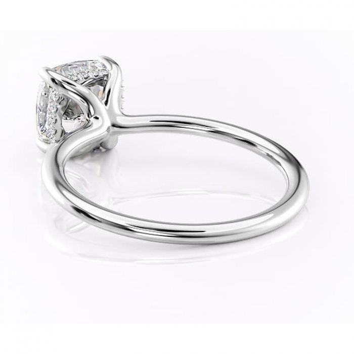 Inel de logodnă Ruby din aur Alb 14kt cu moissanite tăietură pernă – Solitar rafinată pentru profil înalt | Personalizează și configurează gratuit online [4]