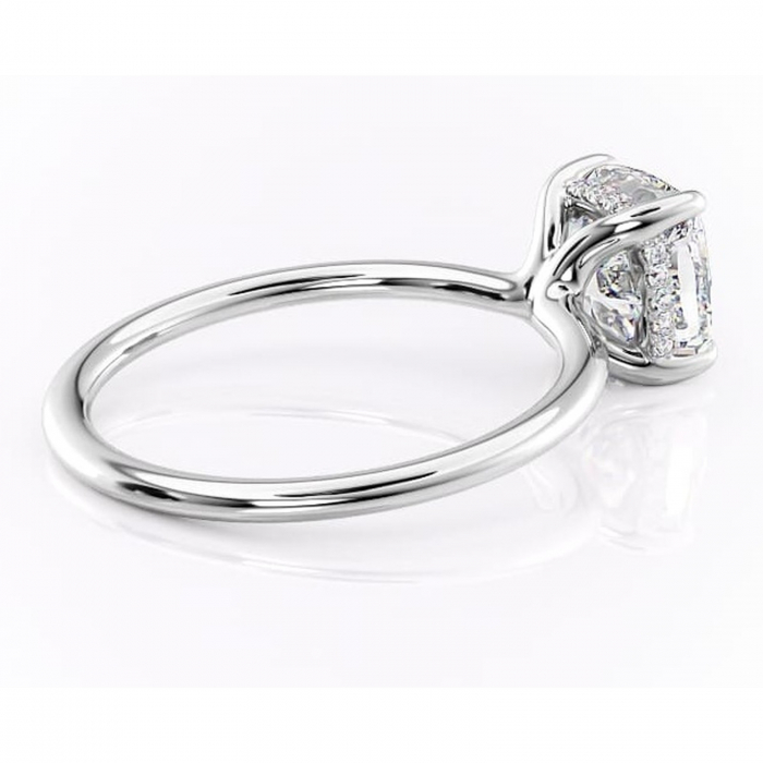 Inel de logodnă Ruby din aur Alb 14kt cu moissanite tăietură pernă – Solitar rafinată pentru profil înalt | Personalizează și configurează gratuit online [3]