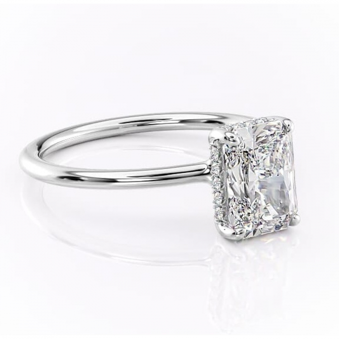 Inel de logodnă Ruby din aur Alb 18kt cu moissanite tăietură radiantă – Solitar rafinată pentru profil înalt | Personalizează și configurează gratuit online [1]