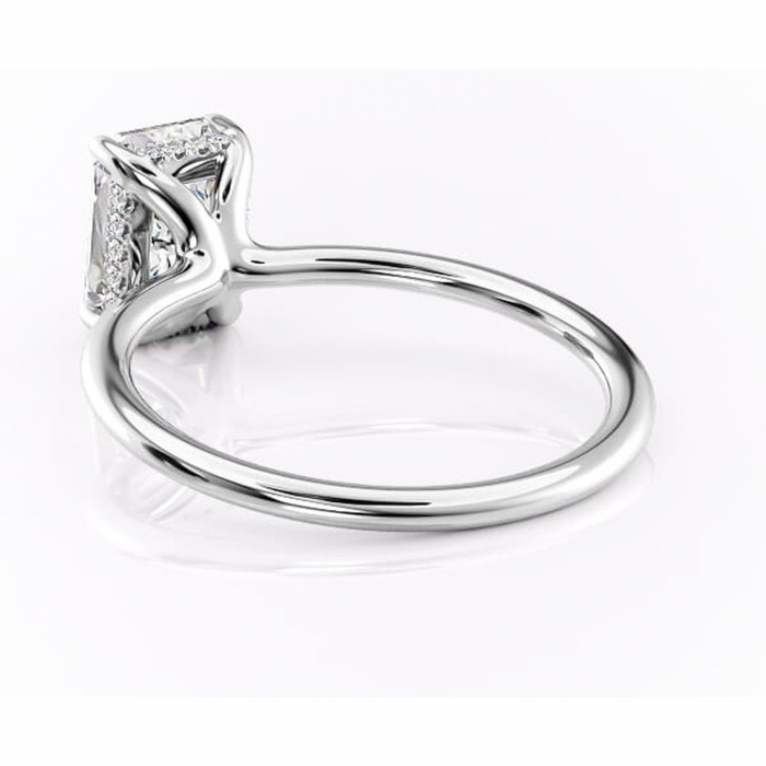Inel de logodnă Ruby din aur Alb 18kt cu moissanite tăietură radiantă – Solitar rafinată pentru profil înalt | Personalizează și configurează gratuit online [4]