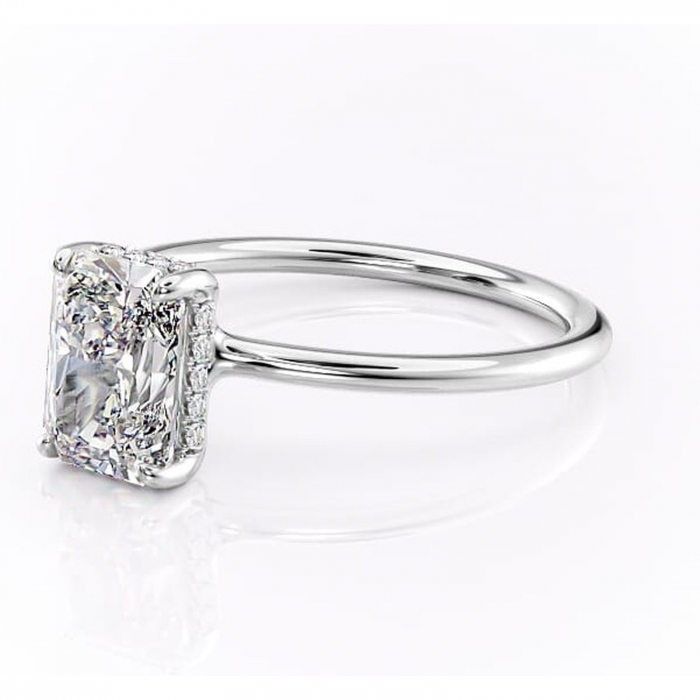 Inel de logodnă Ruby din aur Alb 18kt cu moissanite tăietură radiantă – Solitar rafinată pentru profil înalt | Personalizează și configurează gratuit online [7]