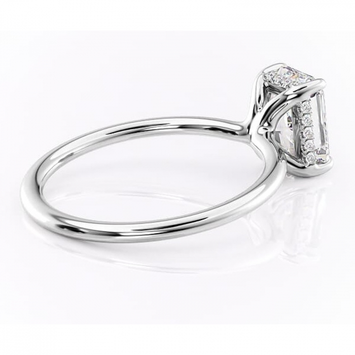 Inel de logodnă Ruby din aur Alb 18kt cu moissanite tăietură radiantă – Solitar rafinată pentru profil înalt | Personalizează și configurează gratuit online [3]