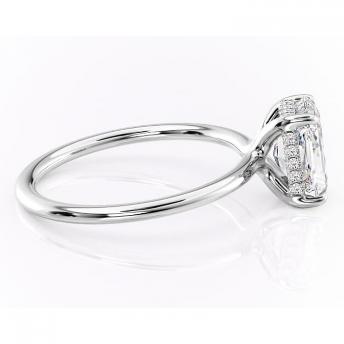 Inel de logodnă Ruby din aur Alb 18kt cu moissanite tăietură radiantă – Solitar rafinată pentru profil înalt | Personalizează și configurează gratuit online [2]