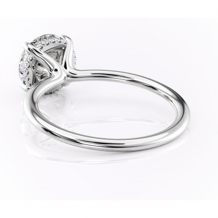 Inel de logodnă Ruby din aur Alb 14kt cu moissanite tăietură rotundă – Solitar rafinată pentru profil înalt | Personalizează și configurează gratuit online [4]