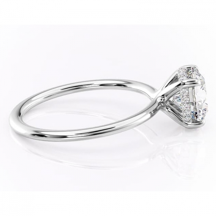 Inel de logodnă Ruby din aur Alb 14kt cu moissanite tăietură rotundă – Solitar rafinată pentru profil înalt | Personalizează și configurează gratuit online [2]