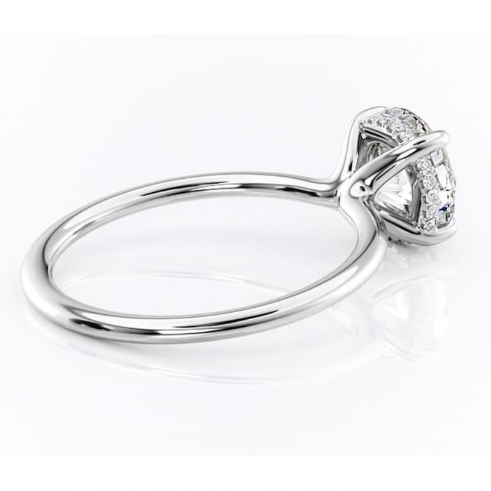 Inel de logodnă Ruby din aur Alb 14kt cu moissanite tăietură rotundă – Solitar rafinată pentru profil înalt | Personalizează și configurează gratuit online [3]