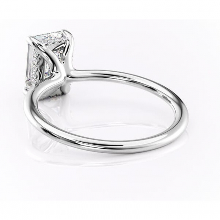 Inel de logodnă Ruby din aur Alb 14kt cu moissanite tăietură smarald – Solitar rafinată pentru profil înalt | Personalizează și configurează gratuit online [4]