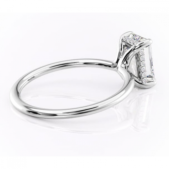 Inel de logodnă Ruby din aur Alb 14kt cu moissanite tăietură smarald – Solitar rafinată pentru profil înalt | Personalizează și configurează gratuit online [3]