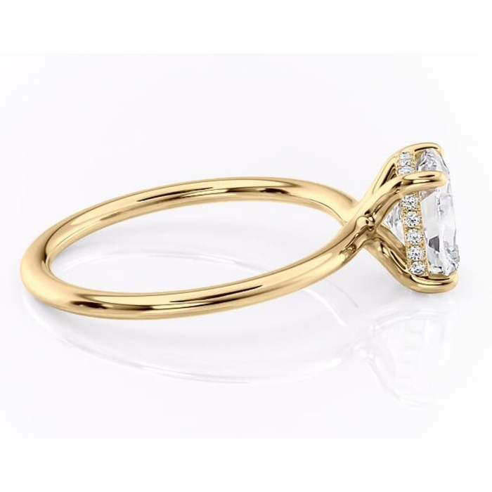 Inel de logodnă Ruby din aur Galben 14kt cu moissanite tăietură pernă – Solitar rafinată pentru profil înalt | Personalizează și configurează gratuit online [2]