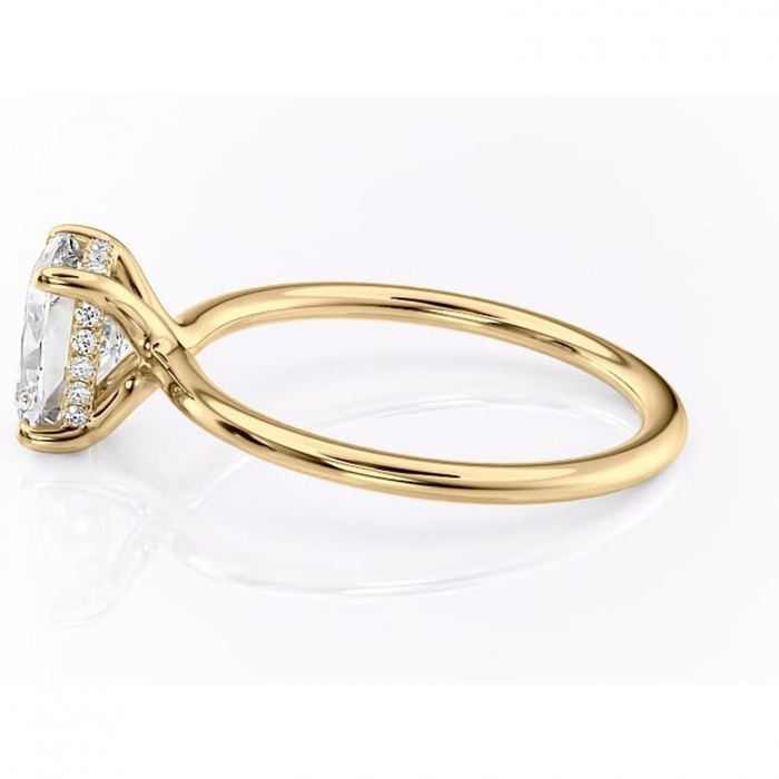 Inel de logodnă Ruby din aur Galben 14kt cu moissanite tăietură pernă – Solitar rafinată pentru profil înalt | Personalizează și configurează gratuit online [6]